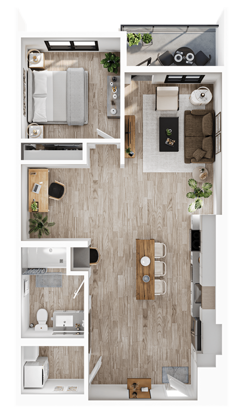 a floor plan of a house with a bedroom and a living room